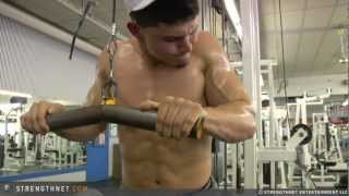 Anthony Works Triceps with Triceps Pushdowns [upl. by Siryt]