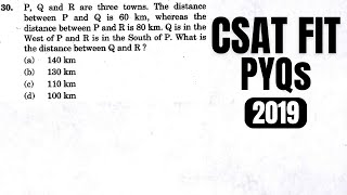 CSAT PYQ2019 P Q and R are three towns The distance between P and Q is 60km whereas the… [upl. by Manup]