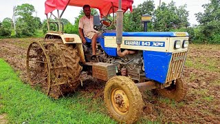 Swaraj 843 XM  puddling with half cage wheel  in rice field [upl. by Loreen145]