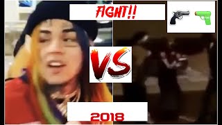 6ix9ine SCHOOTING and FIGHT VS MEXICAN MAFIA GUNS amp FIGHTING [upl. by Fugere]