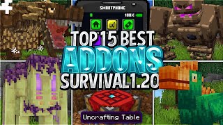 😲15 MEJORES ADDONS SURVIVAL para MINECRAFT 120  12071 BedrockPE MODS MINECRAFT BEDROCK 120 [upl. by Ahsienyt]