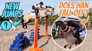 NEW spooky JUMPS amp MY FRIEND RIDES MY PONY  Showjumping barn vlog with Bear [upl. by Nioe]