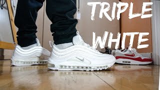 AIR MAX 97 TRIPLE WHITE ✅Review amp On feet [upl. by Hedelman]