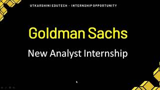 Goldman Sachs New Analyst Internship Internships [upl. by Binah]