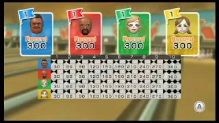 Wii Sports Resort  Bowling Standard 4 Players All Perfect Games [upl. by Ielirol]