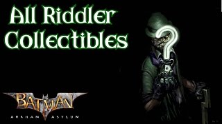 Batman Arkham Asylum  All Riddler Collectibles HD60fps [upl. by Deyas]