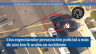 Una espectacular persecución policial en Estados Unidos a más de 200 kmh acaba en accidente [upl. by Nylsirk]