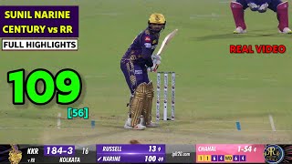 Sunil Narine batting today 10956 video  sunil narine century video kkr vs rr ipl 2024 highlights [upl. by Enelak]