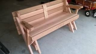 Picnic table to bench convertable table red cedar [upl. by Melosa533]