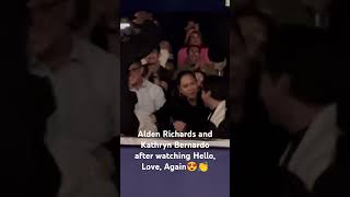 Alden Richards and Kathryn Bernardo after watching HelloLoveAgain [upl. by Nagol]