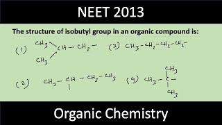 The structure of isobutyl group in an organic compound is  Organic Chemistry  NEET 2013 [upl. by Novaj]