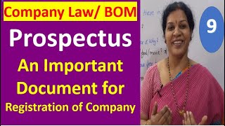 9 Company Law BOM  quotProspectus quot  An Important Document For Registration of Company [upl. by Rehpotsirc]