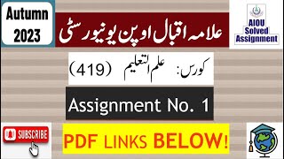 AIOU Code 419 Solved Assignment No1 Autumn 2023  Subject Education  Level Bachelor BABCom [upl. by Malik]