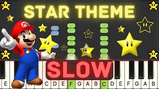 How to Play Super Mario Star Theme SLOW  EASY Piano Tutorial [upl. by Carrnan]