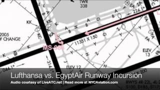 Lufthansa Jet in NearMiss with EgyptAir Plane at JFK Control Tower Audio [upl. by Zilla]