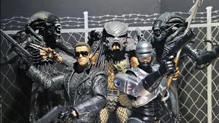 Aliens vs Predator vs Terminator vs Robocop  Stop Motion Animation [upl. by Nairrad]