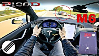 TESLA MODEL X P100D 611HP TOP SPEED DRIVE ON GERMAN AUTOBAHN 🏎 [upl. by Janot]