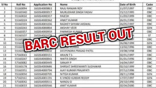 BARC Stipendiary Trainee Category 1 Result 2023 Out barcgovin [upl. by Saravat20]