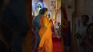 Kajol Rani Mukherjee Tanisha Mukherjee With Her Uncle Deb Mukherjee At Durga Puja [upl. by Ahtibat]