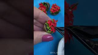 DIY Miniature poinsettia in a ceramic pot dollhouseminiatures [upl. by Nohsad]