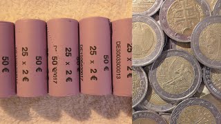 Münzrollenjagd  Coin Roll Hunting 18 Viele Sondermünzen 125x 2 Euro [upl. by Aohk52]