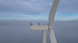 Foggy Windturbine Climb 115m [upl. by Tannen]