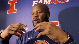 Spring practice Illini LBs coach Archie McDaniel [upl. by Leuamme]