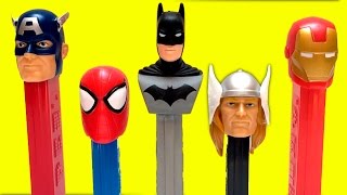 Superhero PEZ Dispensers w Spiderman Batman Captain America Thor amp Iron Man [upl. by Gibbie576]