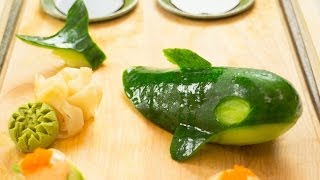 How To Make Cucumber Whale Garnish [upl. by Assillem]