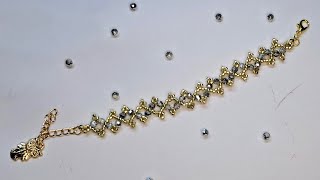 New Silver Crystal Pearl and Golden Beads with Pandet Bracelet [upl. by Ardeahp267]