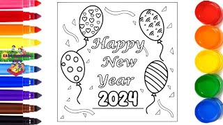 New year Drawing 2024  new year drawing Happy New year drawing easy  easy drawing [upl. by Carina]