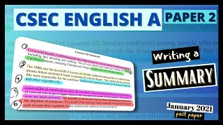 CSEC English A Paper 2 Summary Writing  January 2021 Past Paper [upl. by Jacquet]