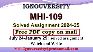 MHI 109 solved assignment 202425  mhi 109 solved assignment 2025 in English  ignou mhi109 2025 [upl. by Capriola]