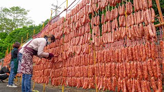 Traditional Hunan Smoked Cured Pork Belly Cured Sausage Making  煙燻湖南臘肉 臘腸製作  Taiwanese Food [upl. by Maighdlin613]