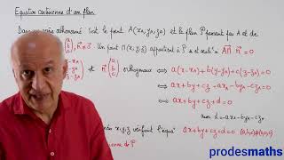 Terminale  Géométrie  Equation cartésienne dun plan [upl. by Eahc]