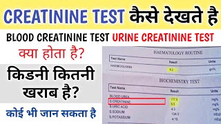 Creatinine Test In Hindi  creatinine normal range [upl. by Ahseryt]