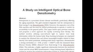 A Study on Intelligent Optical Bone Densitometry [upl. by Elijah]