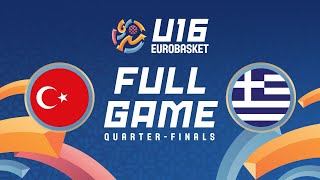 QuarterFinals  Türkiye v Greece  Full Basketball Game  FIBA U16 EuroBasket 2024 [upl. by Jopa703]