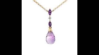 18ct Gold Amethyst and Diamond Pendant Necklace [upl. by Eerak]