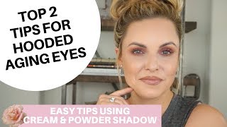 CREAM EYESHADOW MADE EASY FOR AGING EYES  Using Cream amp Powder Shadow Together [upl. by Yolane858]