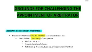 Challenge Appointment of Arbitrators  Arbitration Conciliation amp Alternative Dispute Resolution [upl. by Eveiveneg]