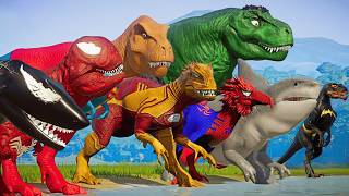 ALL SuperHero Dinosaurs Battle in Jurassic World Dinosaur Pro 8 SuperHero Team [upl. by Welles245]