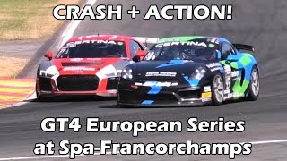 CRASH  ACTION GT4 European Series at SpaFrancorchamps 2018 [upl. by Olfe]