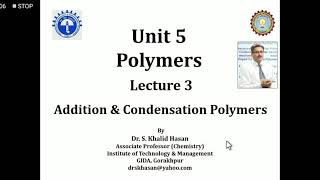 Polymers Lecture3 by Dr Syed Khalid Hasan [upl. by Hendrix98]