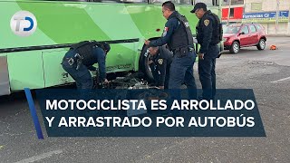 Unidad de transporte público arrolla a motociclista tras pasarse el alto en la GAM [upl. by Ahsa100]