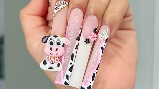 Cow Print Nail Set  3D Design [upl. by Sydel]