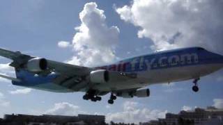 Corsairfly Boeing 747400 landing at St Maarten SXM [upl. by Mahala]