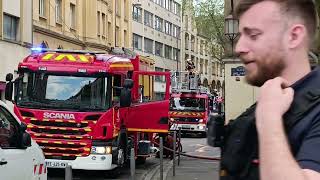 Arrivé du FPT  VSAV 01  EPA  FPT Montigny les Metz  VLCG  3 voitures de police Pour incendie [upl. by Anauqaj]