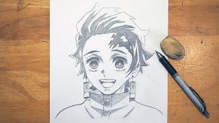 Anime Drawing  How to Draw Tanjiro Easy Step by Step  Demon Slayer [upl. by Ynahteb530]