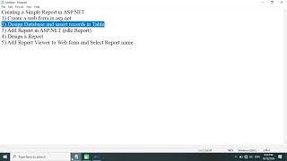 Creating a Simple Report in ASPNET [upl. by Sabah]